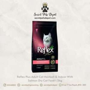 Reflex Plus Adult Cat Hairball & Indoor With Salmon Dry Cat Food 1.5kg - Secret Pets Depot
